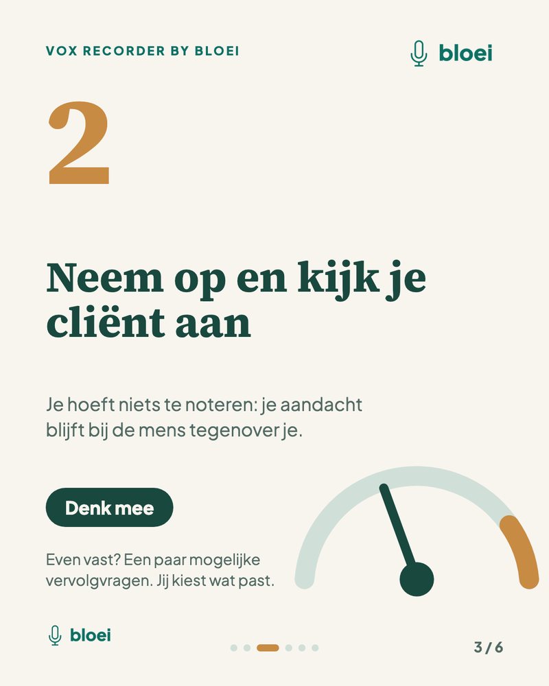 Pagina 3: Neem op en kijk je cliënt aan